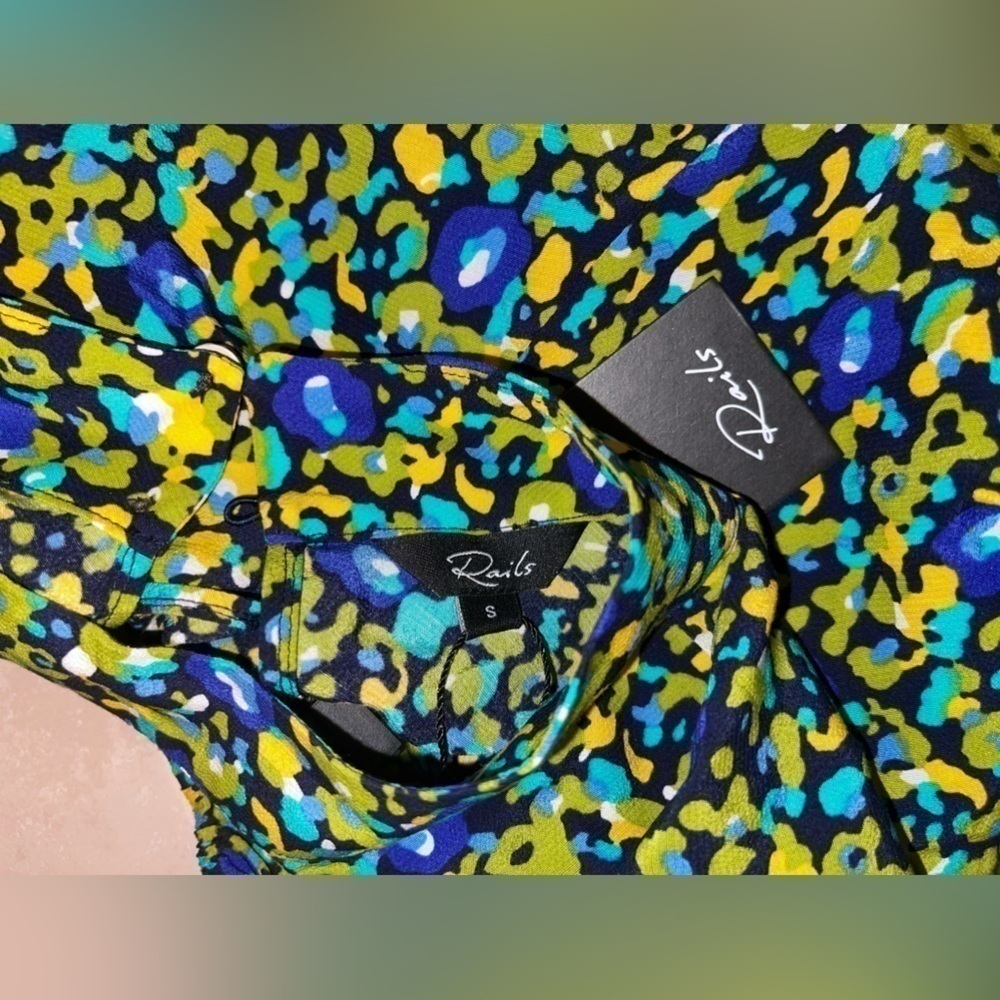 NWOT Rails Carmel Cutout Long Sleeve Dress green Abstract Garden sz S - Picture 8 of 8